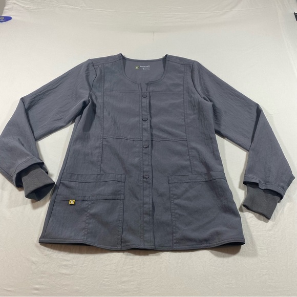 Scrubs Nurses Jacket women’s M-L Long Sleeve button Down Pockets - Picture 10 of 10